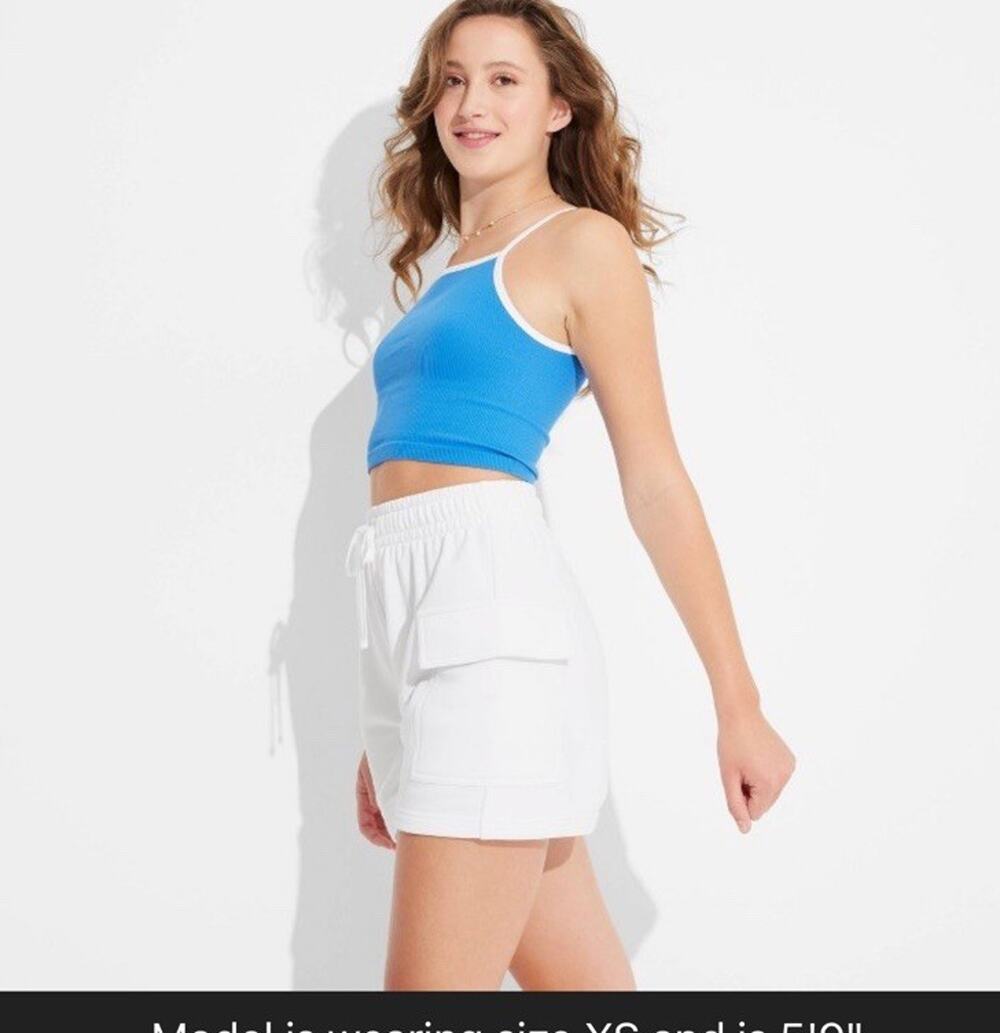 Wild Fable Women's Mid-Rise Cargo Sweat Shorts - White XXL NWT